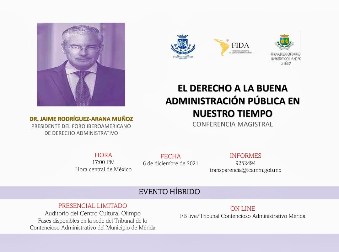 Los días 3 y 6 de diciembre, el Dr. Rodríguez-Arana Muñoz imparte dos conferencias de acceso libre desde México